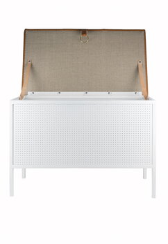 Maze Frank storage bench, white - cognac