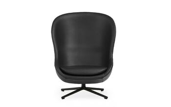 Normann Copenhagen Hyg kallistuva nojatuoli, korkea, pyörivä, musta - musta nahka