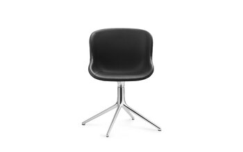 Normann Copenhagen Hyg chair, swivel, aluminium - black leather Ultra