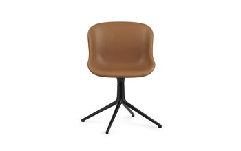 Normann Copenhagen Hyg chair, swivel, black - brandy leather Ultra