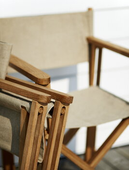 Skargaarden Kryss lounge chair, teak - beige Sunbrella Heritage