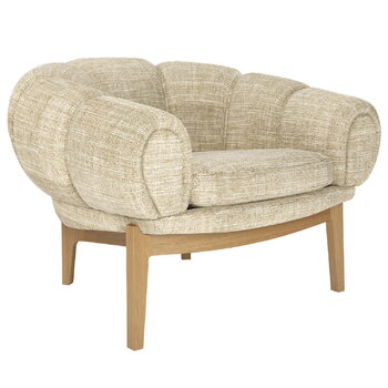 GUBI Croissant lounge chair, oiled oak - Dedar Smilla 002