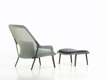 Vitra Slow Chair, sininen/vihreä - suklaanruskea