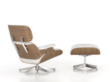 Vitra Eames Lounge Chair & Ottoman, klassisk stl, vit valnöt - vit