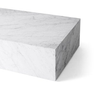 MENU Plinth table, low, white Carrara marble