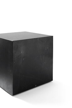 Audo Copenhagen Plinth Tisch, Würfel, schwarzer Marquina Marmor
