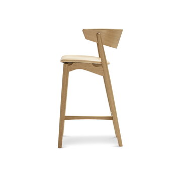 Sibast No 7 bar stool, 65 cm, white lacquered oak - honey leather
