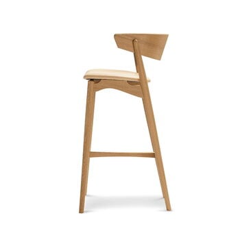 Sibast No 7 bar stool, 75 cm, white lacquered oak - honey leather