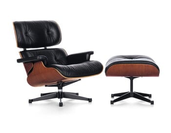 Vitra Eames Lounge Chair, uusi koko, pähkinä - musta nahka