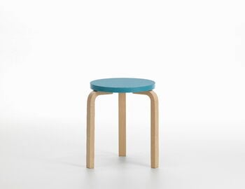 Artek Aalto stool 60, anniversary edition, sky blue - birch