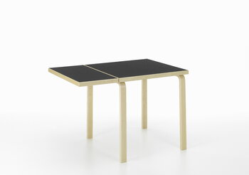 Artek Table pliante Aalto DL81C, bouleau - linoléum noir
