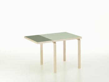 Artek Table pliante Aalto DL81C, bouleau - linoléum pistache/olive