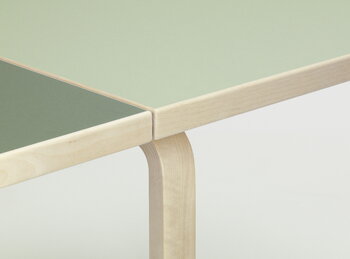 Artek Table pliante Aalto DL81C, bouleau - linoléum pistache/olive