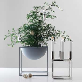 Audo Copenhagen Kubus 4 kynttilänjalka, nikkeli