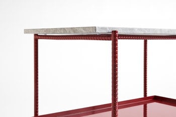 HAY Table d’appoint Rebar 75 x 44 cm, barn red - marbre gris