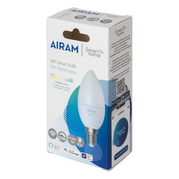 Airam SmartHome WiFi LED bulb C37, E14 5W 470lm 2700-6500K, opal