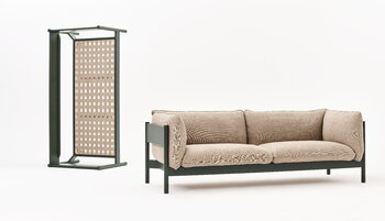 HAY Arbour 2-sitsig soffa, linen grid dk-tyg, svart bok