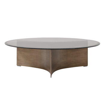 Wendelbo Arc coffee table, large, brown glass - bronze patinated steel