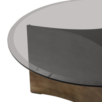 Wendelbo Grande table basse Arc, verre marron - acier patiné bronze