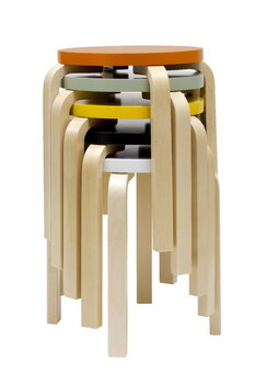 Artek Aalto stool E60, white - birch