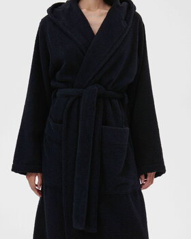 Tekla Hooded bathrobe, black