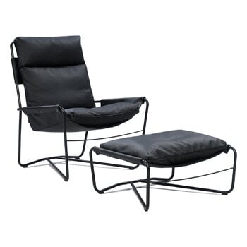 Interface Bug armchair, high, black leather Moderno