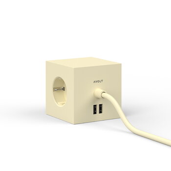 Avolt Square 1 USB jatkojohto, vaaleankeltainen