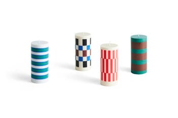 HAY Column candle, S, light grey - blue - green