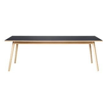 FDB Møbler Table de salle à manger C35C, 220 x 95 cm, chêne - linoléum noir