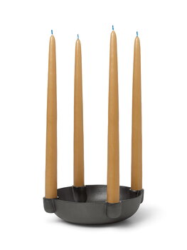ferm LIVING Bowl candle holder, medium, blackened aluminium