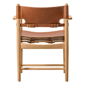 Fredericia The Spanish Dining Chair med armstöd, cognac läder - oljad ek
