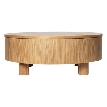 Ferm Living Tavolo contenitore Olles, diametro 80 cm, impiallacciato rovere naturale, immagine extra