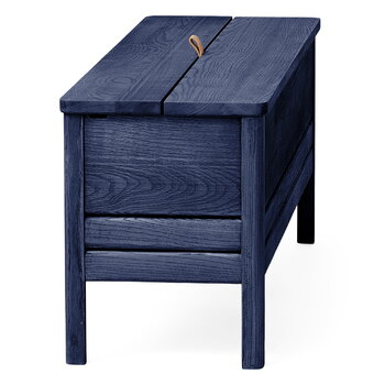 Form & Refine Banc de rangement A Line, 111 cm, frêne teinté bleu indigo