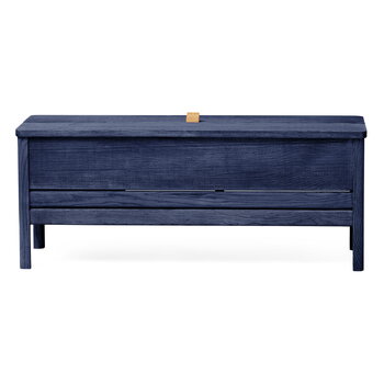 Form & Refine A Line storage bench, 111 cm, indigo blue stained ash