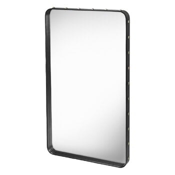 GUBI Adnet mirror, rectangular, 65 x 115 cm, black leather