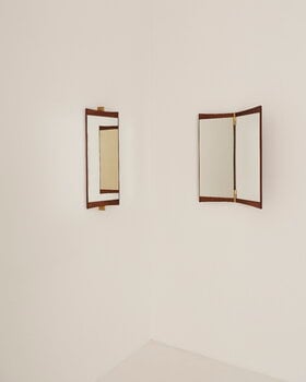 GUBI Specchio da parete Vanity, 1 pannello, noce - ottone