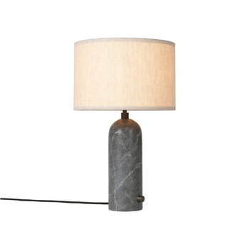 GUBI Lampe de table Gravity, petit modèle, marbre gris - toile