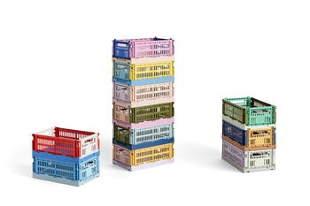 HAY Colour Crate Mix, M, recycled plastic, olive - dark mint