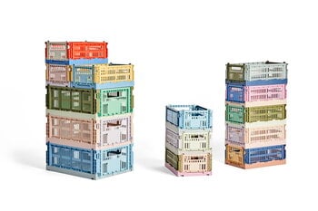 HAY Colour Crate Mix, M, recycled plastic, olive - dark mint