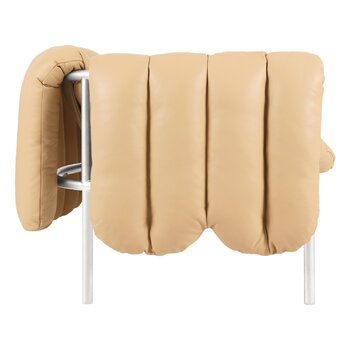 Hem Canapé Puffy 2,5 places, cuir sable - acier inoxydable