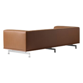 Fredericia Delphi 2-Sitzer-Sofa, gebürstetes Aluminium - braunes Leder Max 