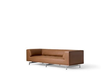 Fredericia Delphi 3-Sitzer-Sofa, gebürstetes Aluminium - braunes Leder Max 