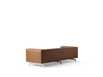 Fredericia Delphi 3-Sitzer-Sofa, gebürstetes Aluminium - braunes Leder Max 