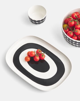 Marimekko Oiva - Melooni serving dish, 23 cm x 32 cm, white - black