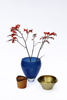 Utopia & Utility Vase empilable India Small I, 30 x 15 cm, bleu - laiton