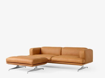 &Tradition 3-Sitzer Sofa Inland AV23, pol. Aluminium - edles Leder cognac