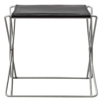 Fredericia JG folding stool, brushed steel - black leather, extra image