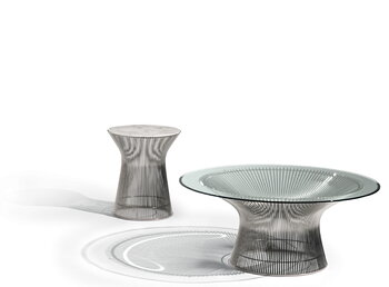 Knoll Platner side table, nickel - clear glass 