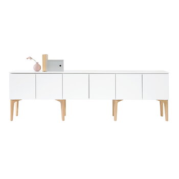 Lundia Meuble Table TV Fuuga avec portes, blanc - chêne