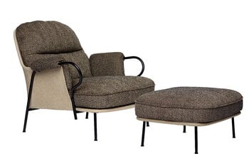 Fogia Lyra armchair, black steel - brown Kvadrat Safire 0001